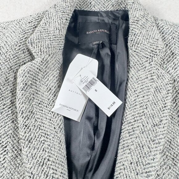 Women's Banana Republic Blazer Tweed One-Button Pockets Size 6 NWT - Picture 4 of 8
